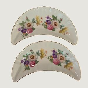 Vtg Mitterteich Bavaria Germany 2 Bone Dish Meissen Floral Gold Trim‎  23043 039